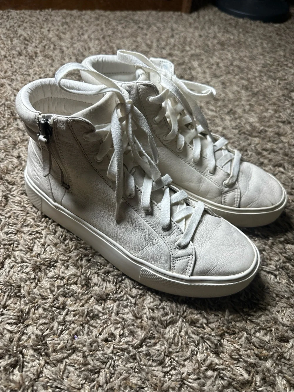UGG Women's High-Top Lace-Up Sneakers in White With Side Zipper Size 8.5